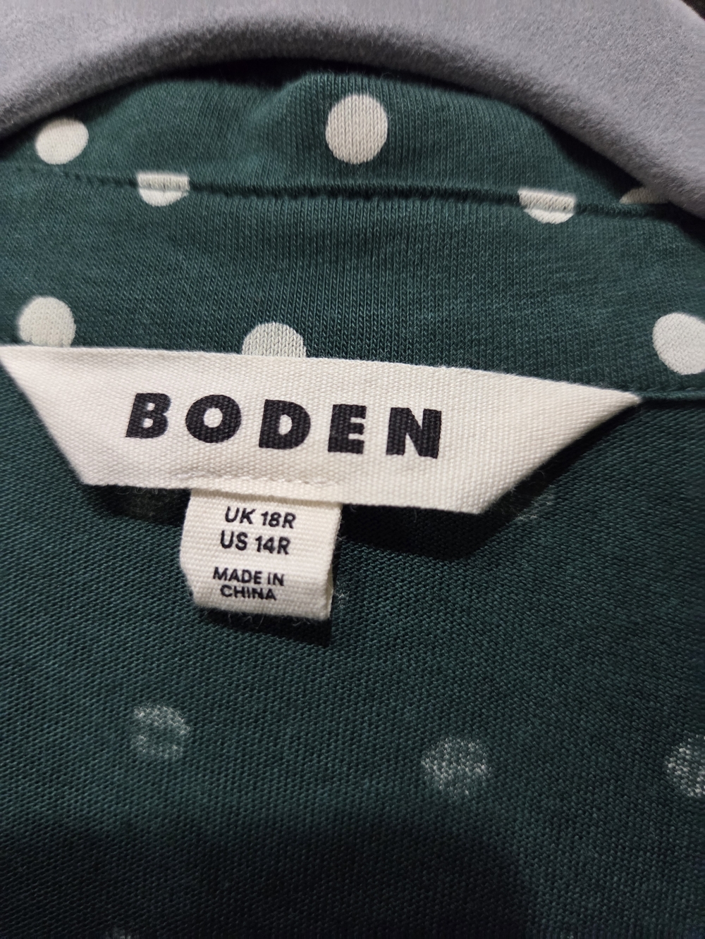 Boden Green Polka Dot Midi Shirtdress with Tie Waist - Size 14R - Picture 5 of 8